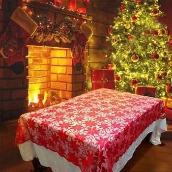 

Rectangular Floral Lace Tablecloths Reusable Table Cover for Christmas New Year Wedding Evening Party