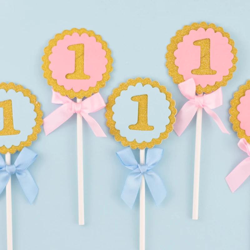 Cakelove 5 шт./лот торты круглые синие и розовые украшения для дня рождения 1 год