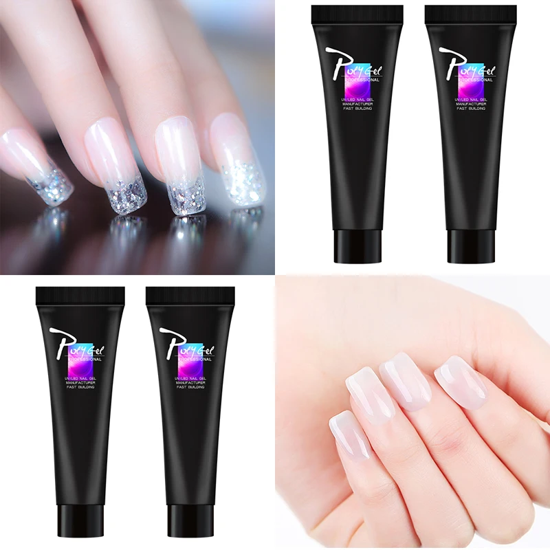 Poly Extention Gel Kits Nail Art French Nail Clear Pink Withe Colors Nail Tips Crystal UV Gel Nail poly gel Quick Hard Gel art Poly Extention Gel Kits Nail Art French Nail Clear Pink Withe Colors Nail Tips Crystal UV Gel Nail poly gel Quick Hard Gel art