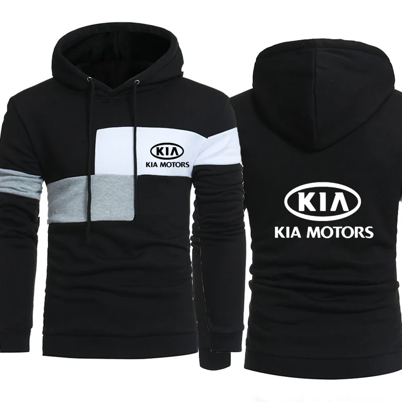 Мужские толстовки с капюшоном с логотипом KIA Car, модная Толстовка с принтом, весна-осень, мужская толстовка с капюшоном в стиле хип-хоп, Harajuku, Повседневная Толстовка с капюшоном, флисовый спортивный костюм - Цвет: Черный