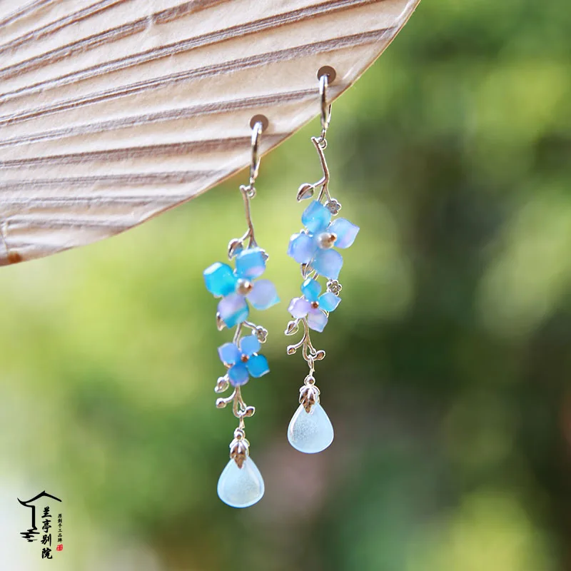 ziyang earring Zi Yang Фиолетовый Синий Свежий аксессуар для волос ручной работы заколки для волос серьги корпус Бисероплетение ожерелье все-матч Hanfu ювелирные изделия для волос - Цвет: ziyang earring