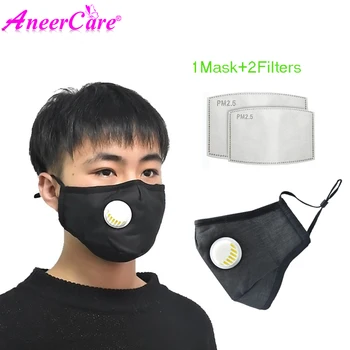 

Unisex mouth mask cotton PM2.5 masks care exhaust valve Disposable anti-dust anti-fog mask fabric filter withactivated carbon