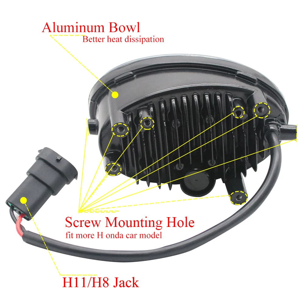 US $58.45 2x CutLine Lens Front Full LED Fog Lights White Yellow Color Foglamp for Honda Accord Insprire 2008 2009 2010 2011