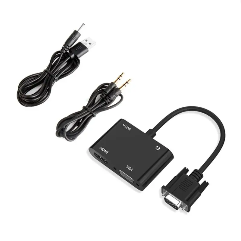 

VGA to HDMI + VGA Video Converter Cable Adapter with Dual Interfaces for Laptop