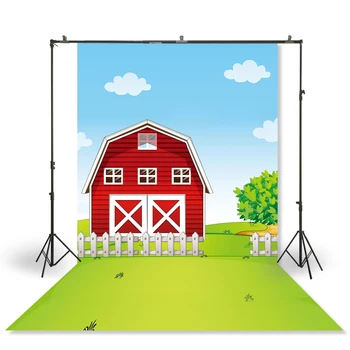 

HUAYI cartoon stick figure background house and fence screen spring camera picture children photo decoration XT- 7708