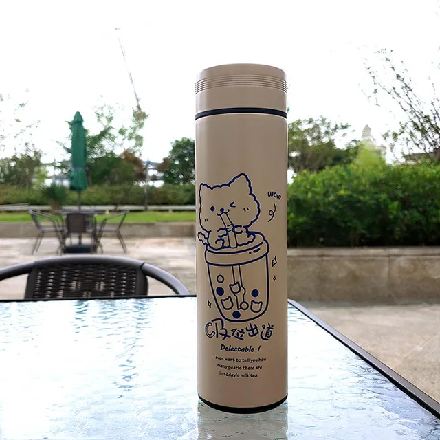450ML Cartoon Vacuum Flask Cute Animal Thermos Bottle Stainless Steel Water Bottle Outdoor Portable Water Cup Travel Mug B