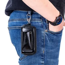 Мужской женский кошелек из натуральной кожи для ключей, мужской автомобильный брелок для ключей, многофункциональный брелок для ключей, бумажник ключница для ключей