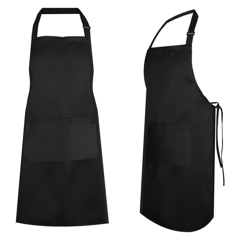 2pcs/set One Black And One Red Adjustable Bib Apron Dress Men Women Kitchen Restaurant Chef Classic Cooking