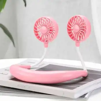 

USB Portable Fan Hands Free Neck Fan Hanging Rechargeable Mini Sports Fans Personal Mini 3 Speed Adjustable For Home Office
