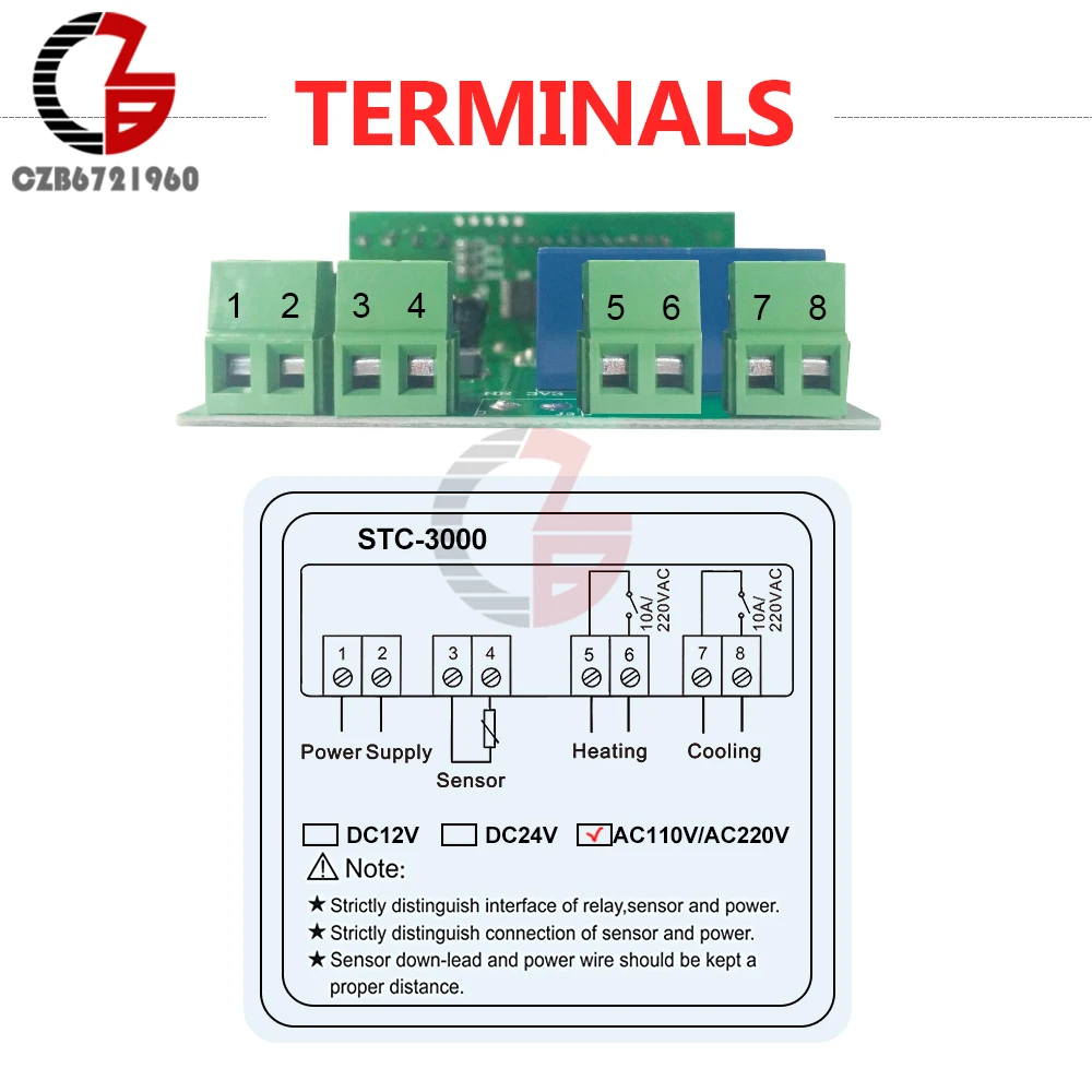 STC-3000 AC 110 V-220 V Цифровой термостат Температура контроллер регулятор инкубатор терморегулятор внутреннего нагрева охлаждающей воды