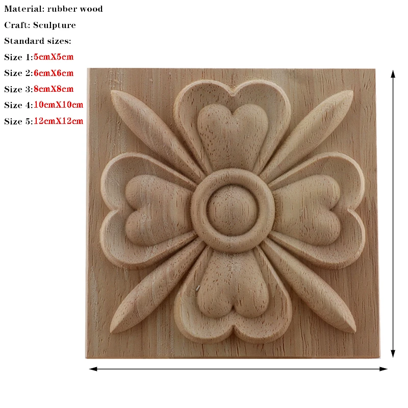RUNBAZEF European Carved Unpainted Retro Mouldings Wood Applique Wood Decal Long Oval Rubber Home Furniture Walls