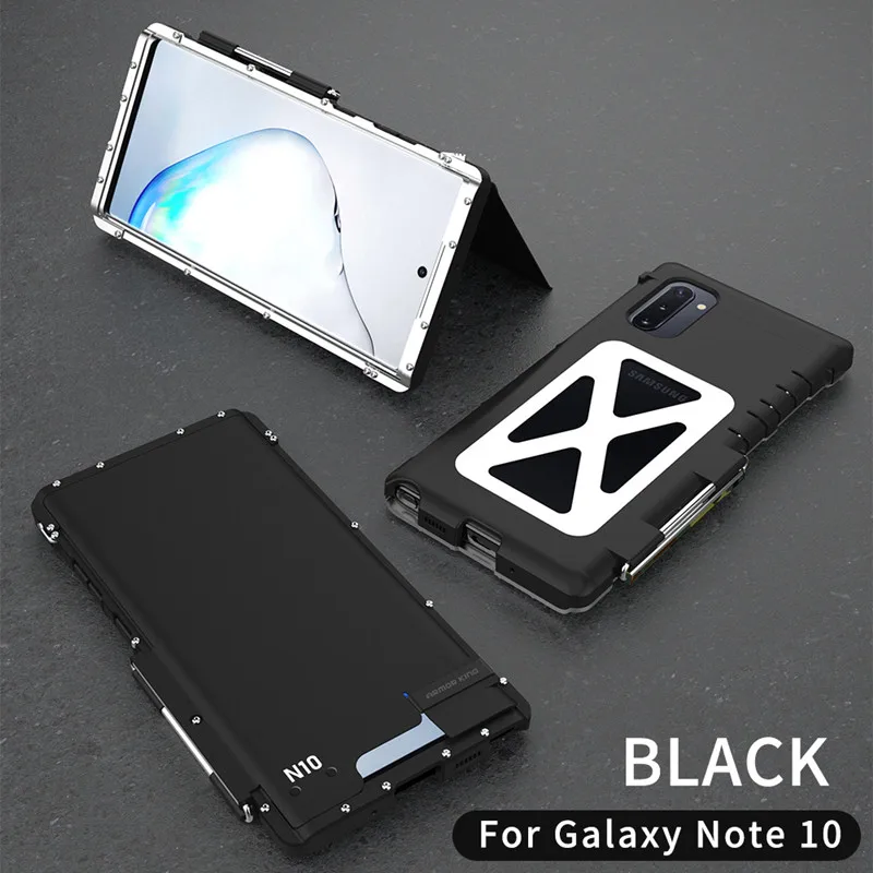 R-JUST Железный человек противоударный кронштейн крышка samsung Galaxy Note 10 10 Plus стальной флип чехол для Galaxy Note10 Plus Shell Capa Fundas - Цвет: Black