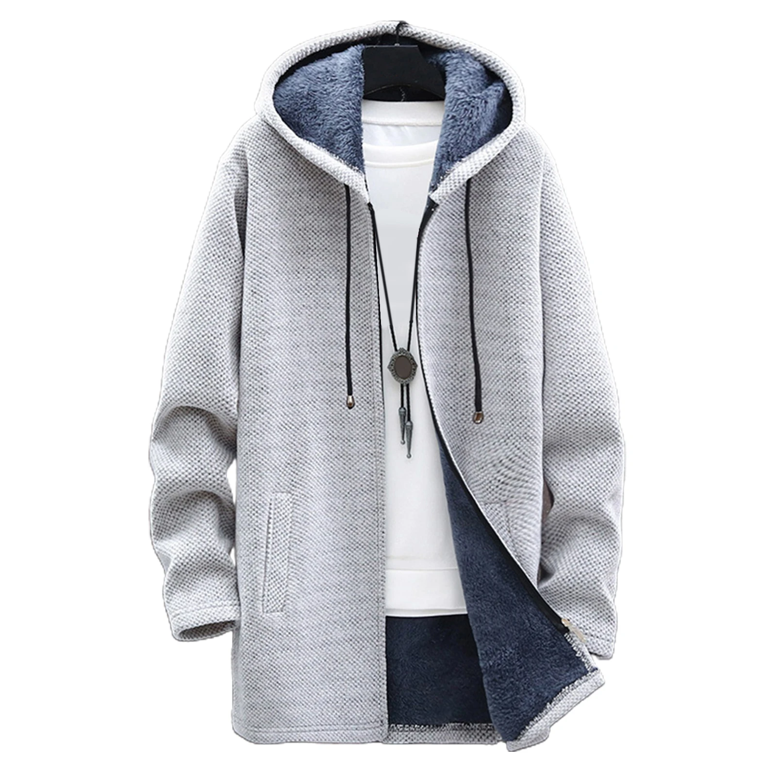 Winter Warm Jacket Men Coat Casual Coat Knitted Coat Autumn Winter Long Sleeve Plush Liner Sweater Zipper Knitted Coat680_voghion.com