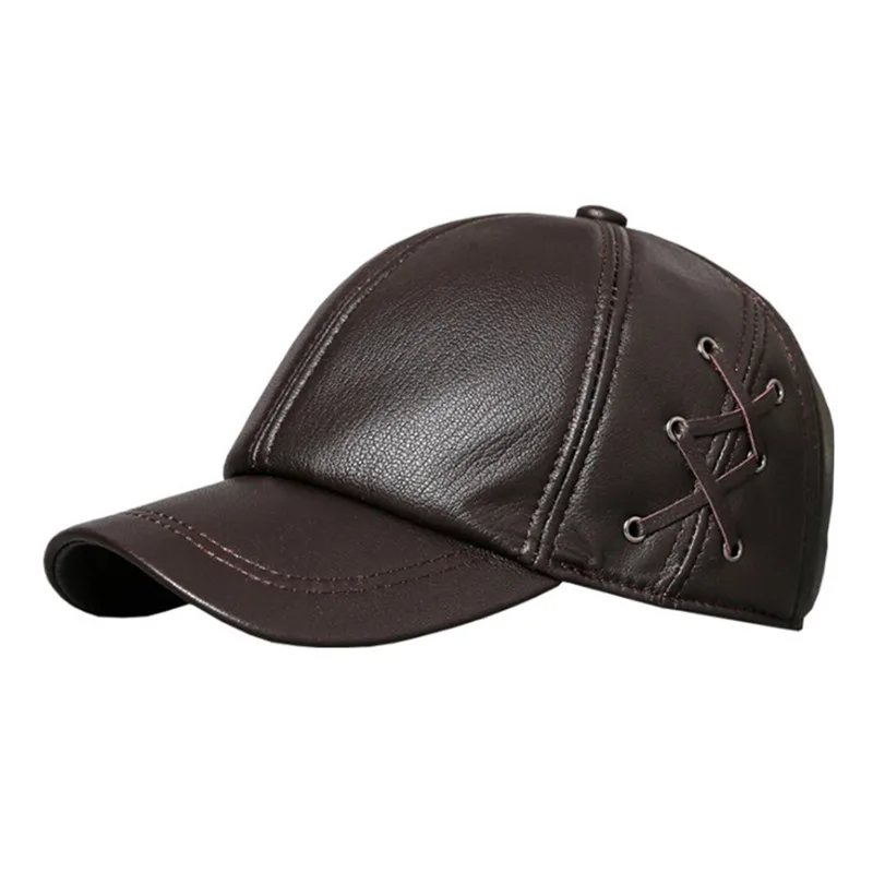 

XdanqinX Men's Sheepskin Leather Baseball Caps Adjustable Head Size Genuine Leather Hat Novelty Women's Ponytail Tongue Bone Cap