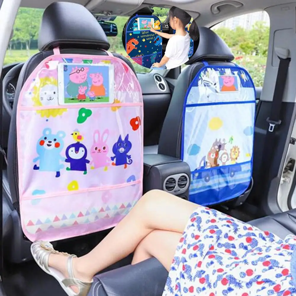 Cartoon Car Organizer Tablet Stand Hanging Bag Car Seat Back Protector Cover Kick Mat Car Styling Storage Holder Car Accessories