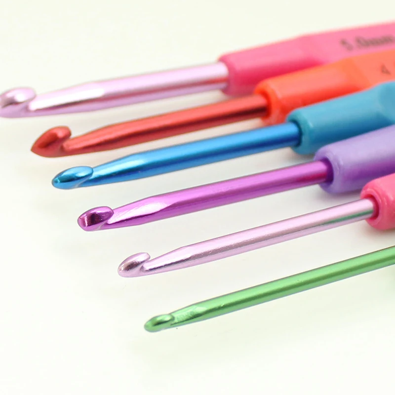 6pcs/set Hot Mixed Metal Hook Crochet Template Kit TPR Aluminum Knitting Needles For Loom Tool Band DIY Crafts crochet kit crochet hooks crochet needles