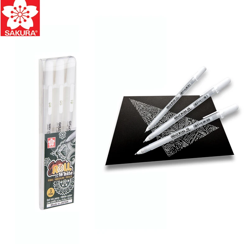 Cheap Sakura Gelly Roll Pen Liner Basic Highlighter White Gold Silver Color  Drawing Paint Marker Art A6499