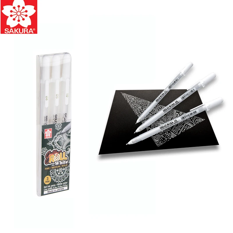 3 Pack White Pens White Gel Pens for Artists White Gel Pen, White