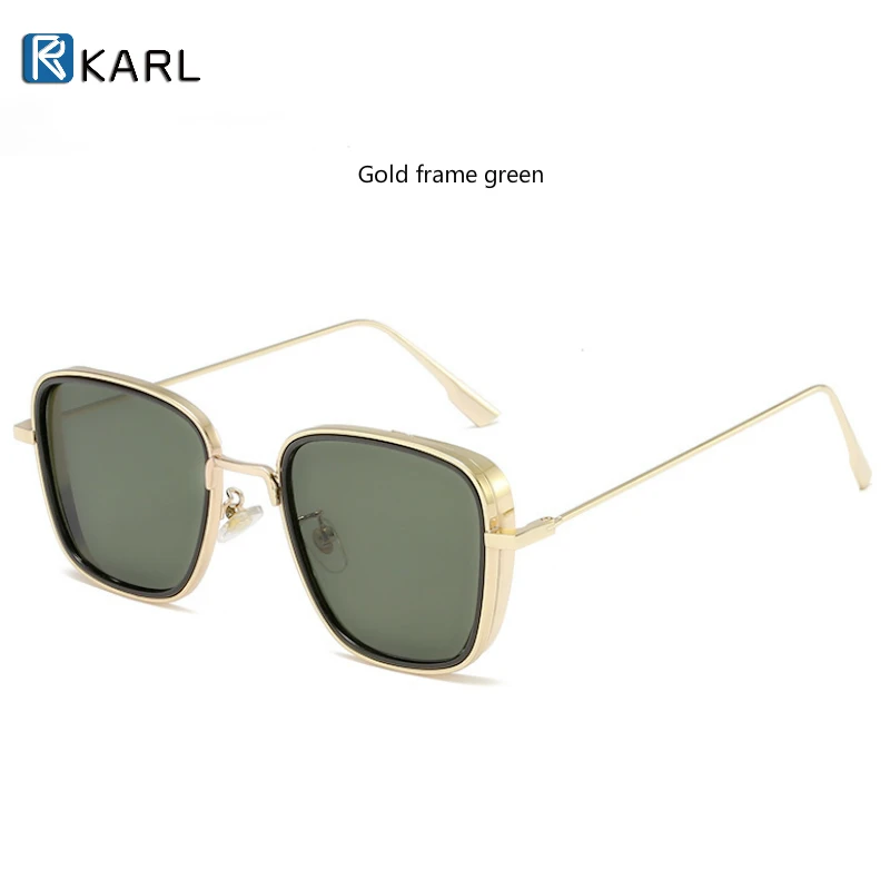 gold- green c2 Ретро солнцезащитные очки с квадратными линзами с Для мужчин Тони Старк солнцезащитные очки Роскошные Брендовая Дизайнерская обувь солнцезащитные очки в стиле стимпанк, красные, черные солнцезащитные очки Для женщин UV400 - Lenses Color: gold- green c2