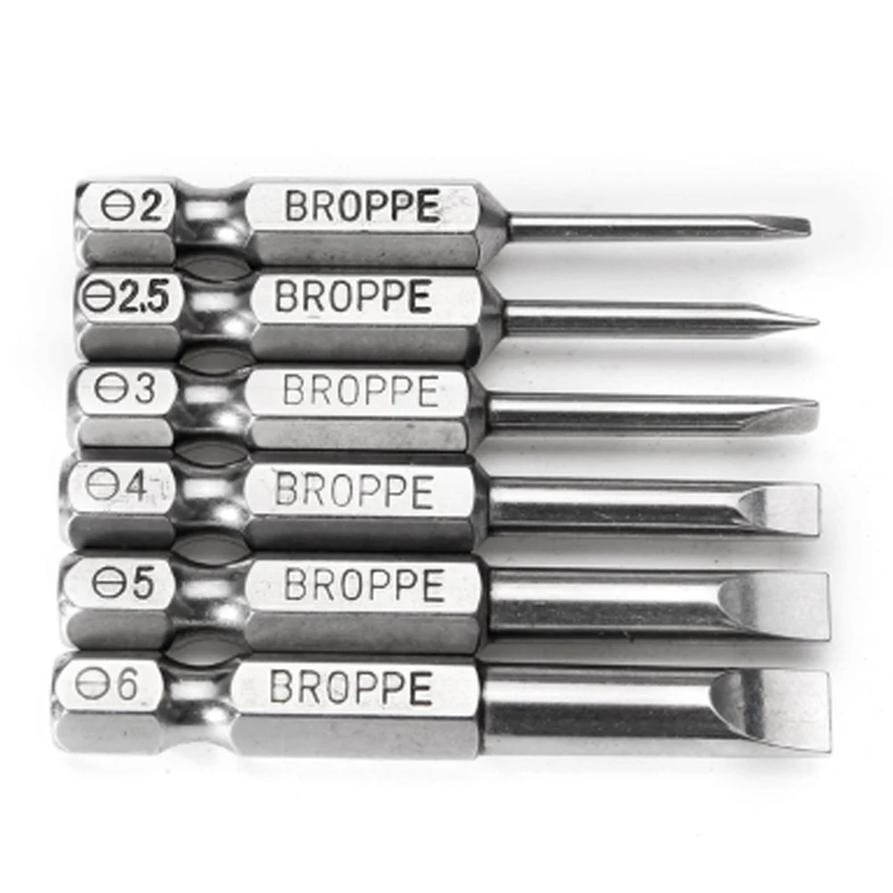 

WENXING 6pcs /set 50mm 2 - 6mm Magnetic Flat Head Slotted Tip Screwdrivers Bits S2 Alloy Steel Hand Tools Screwdriver Drill Bit