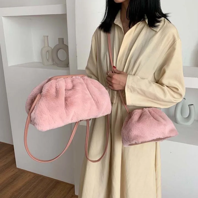 Pink S Handbag Женская сумка-мессенджер осень зима новые сумки на плечо женские удобные пушистые клатчи дизайнерская женская сумка плиссированная Пельменная сумка - Цвет: Pink S Handbag