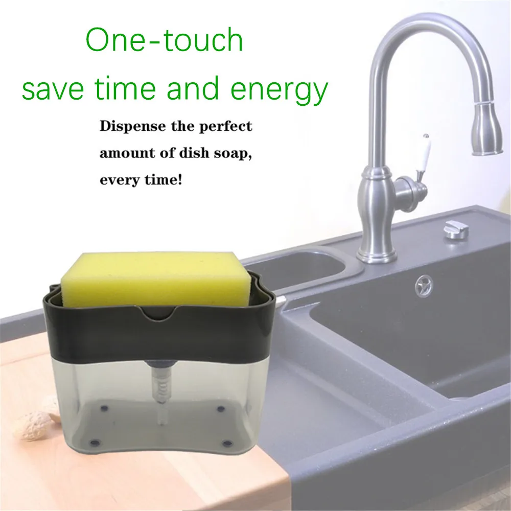 Кухонный дозатор для мыла с губчатой коробкой автоматического скребка губки