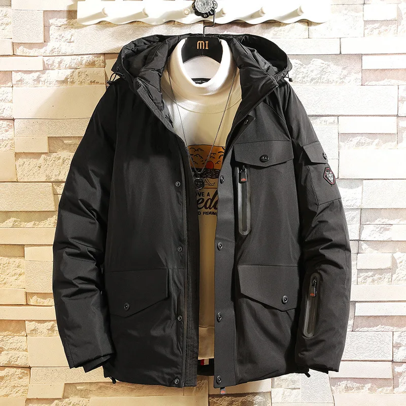Новая мужская куртка на молнии, Модная хлопковая стеганая куртка на пуговицах с капюшоном и карманами, зимнее пальто, M-3XL