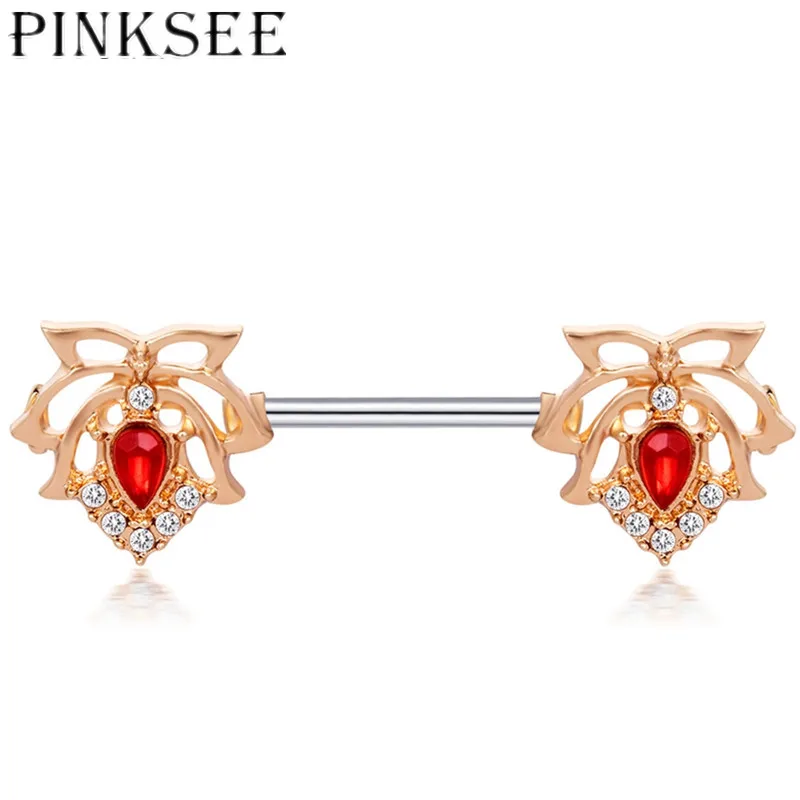 Pinksee сексуальное Мерцающее Кольцо со стразами цветок лотоса кольцо для соска