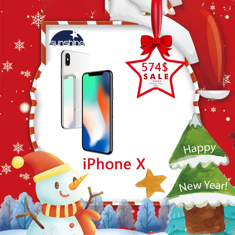 Unlocked Original Apple iPhone X Entsperrt 4G LTE handy 5,8 ''12.0MP 3G
RAM 64G/256G ROM Gesicht ID Handy