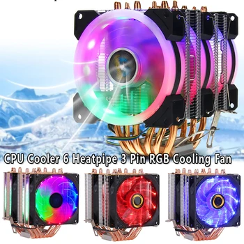 

6 Heatpipe 3 Pin RGB Cooling Dual Fan For Intel 775 1150 1151/1155 1156 1366 And AMD All Platforms Universal CPU Cooler Fan D30