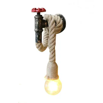 

Retro water tube wall lamp outdoor restaurant creative living room stairway corridor decor industrial hemp rope wall art lights