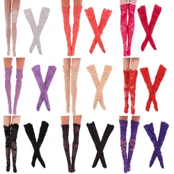 Bas en dentelle pour barbie, 5 pièces/ensemble, bas en dentelle Ttube Long, Sexy femmes pour 1/6 BJD, accessoires de poupée, jouets pour filles 