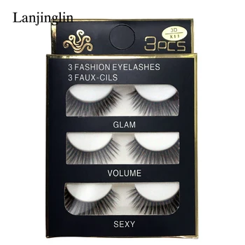 

LANJINGLIN 126 boxes natural false eyelashes long fake eyelash extension make up hand made 3d mink lashes strip eye lash