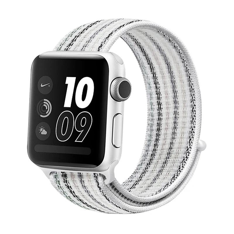 stripe 1 Ремешок для наручных часов Apple Watch Series 5/4/3/2/1 38 мм 42 мм мягкий нейлон в едином положении во время занятий легкой атлетикой, correa, дышащая поверхность спортивные петли для наручных часов iwatch, 5 4 40 мм 44 мм - Цвет ремешка: stripe 1