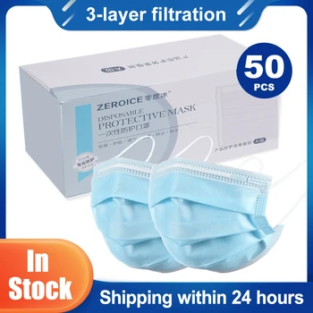 

Disposable Mask 3-Layer Filter Face Mouth Masks Non Woven Dust Earloops Mask Protective Respirator Shield Anti Pollution Mask