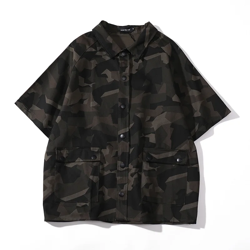 

Men's Tide 2020 Summer New Military Style Tooling Camouflage Men's Short-sleeved Shirt Shirt Wholesale