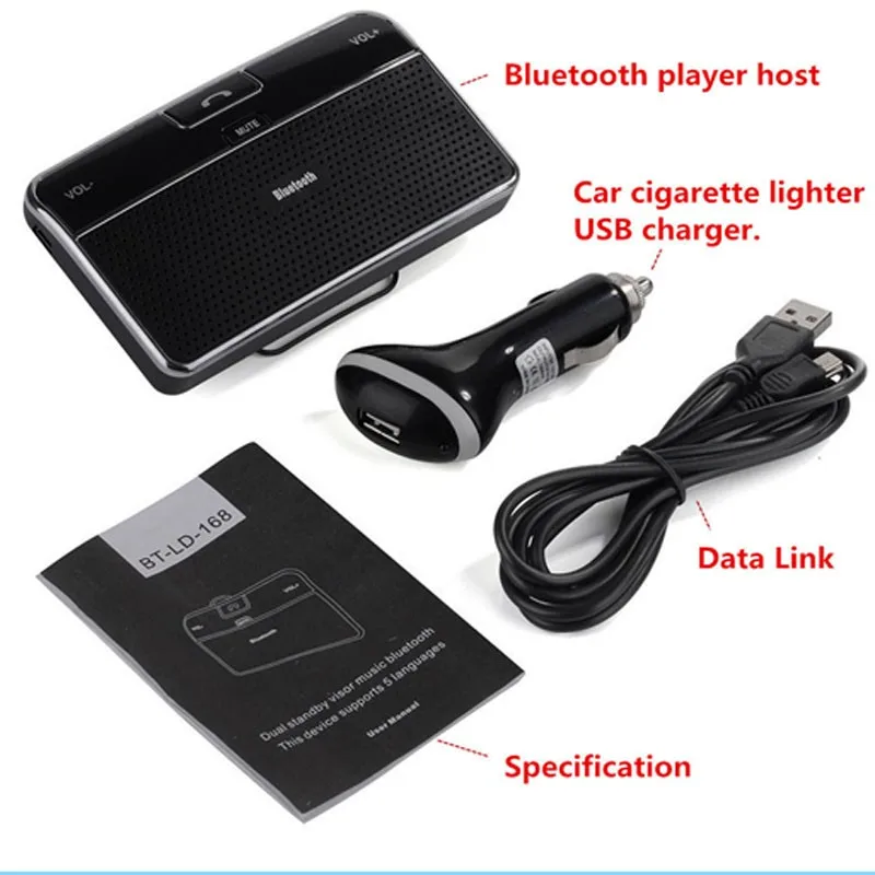 Auto Bluetooth Lautsprecher Wiederaufladbare Freisprecheinrichtung  Bluetooth V4.1 Auto Sonnenblende Lautsprecher mit 500mah Batterie und 20h  Anrufzeit