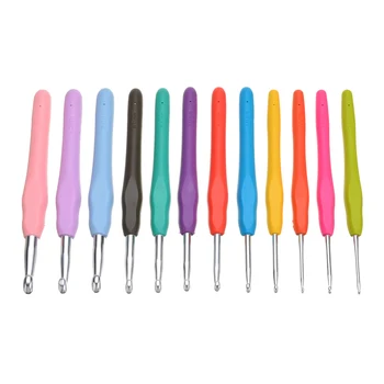 

12pcs/Lot Soft Handle Hook Knitting Needles Yarn Aluminum Weaving Needlework Crochet Hooks Craft Home Sewing Tools