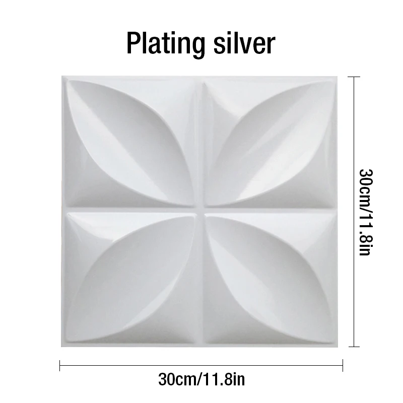 6 шт., 30x30 см, цветные 3D настенные панели с металлическим покрытием для автомобиля, цветок розы, гальванические 3D наклейки на стену, свадебные, вечерние, фоновые, настенные, художественные - Цвет: Plating silver