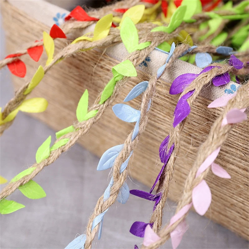 8 In 1 Simulation Leaves Weaving Rope Diy Wedding Birthday Wedding Decoration Rattan Gift Bouquet Packaging Rope 5Mm