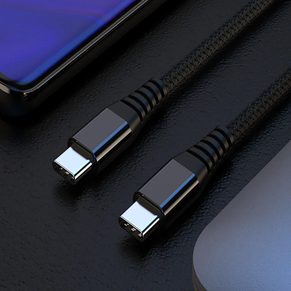 Кабель usb type-C-type-C для Macbook Pro USBC PD 60 Вт шнур для быстрой зарядки USB-C type-C для мобильного телефона samsung huawei - Цвет: Черный