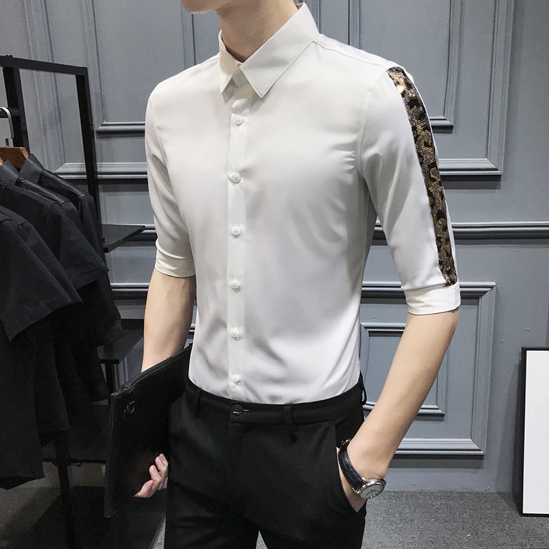 half black half white dress shirt