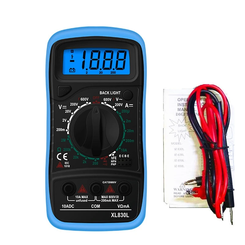 XL830L мультиметр портативный ЖК-цифровой мультиметр с подсветкой AC/DC Амперметр Вольтметр Ом тестер метр ручной мультиметр тестер