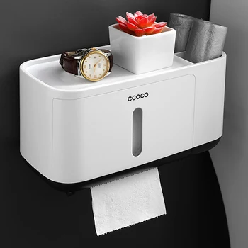 

Toilet Paper Holder Dispenser Tissue Box Storage Rack Waterproof for Bathroom Home Wall-mounted Portable