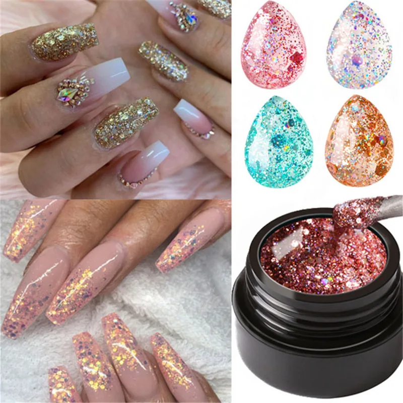 Nusx Diamond Nail Gel Varnish Glitter LED UV Gel Manicure Shiny Sequins Gel Nail Polish Vernis 2