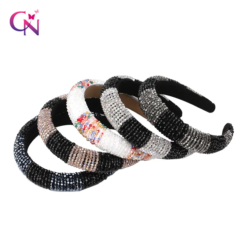 

CN 5 Pcs/lots Full Crystal And Diamante Padded Hairbands Rhinestone Women Headbands Wedding Headdress Pageant Hair Accessories