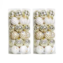 60 шт Рождественская елка Декор шары золото и Белый Рождественский шар рождественские безделушки Дерево Висячие украшения вечерние декоративные шары#1022g25