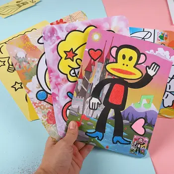 

1PC Creative DIY Sand Painting Kids Montessori Toys Gifts Drawing Sand Paper Artwork Pictures Art Children Crafts Doodle Co F7L1