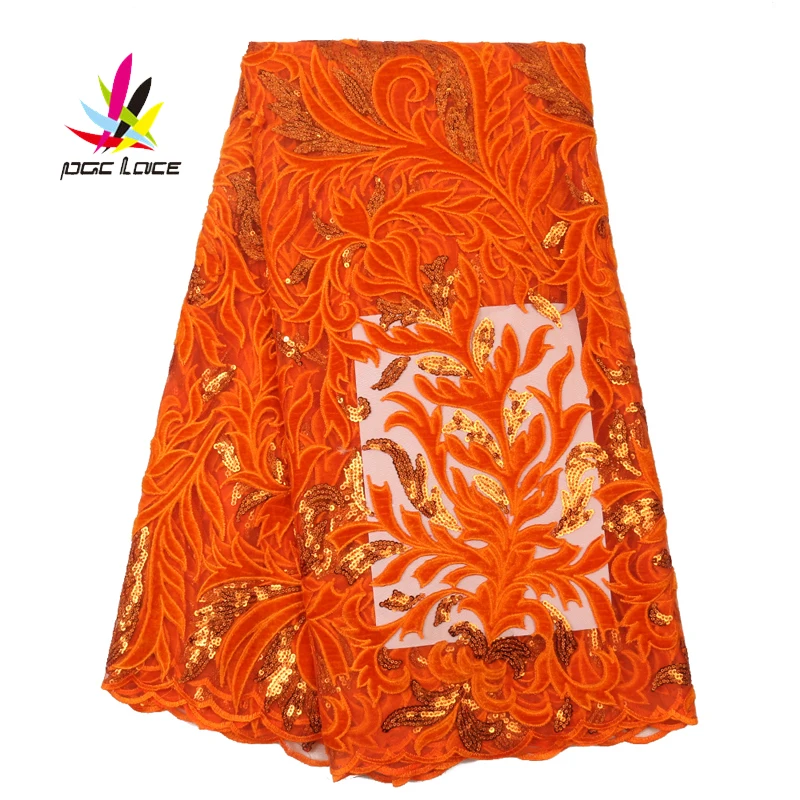 

Latest Velvet Lace Embroidery African Lace Fabric 2020 High Quality Nigerian Tulle French Mesh Lace With Sequines AMY3112B