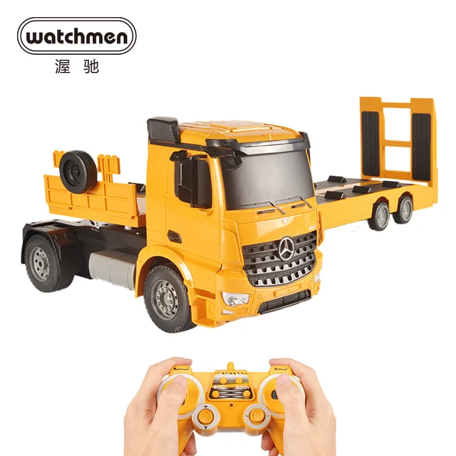 $357.71 2.4Ghz Remote Control Truck Model Arocs Construction Radio Controlled Machine Flatbed RC Car Toy Truck Trailer Double E E562